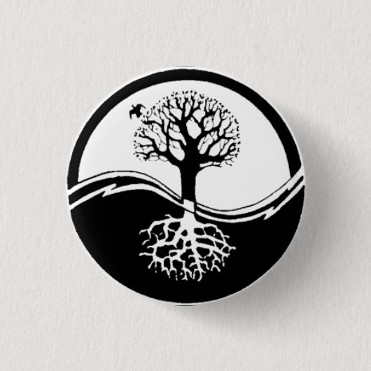 Yin Yang Tree Round Button (Voorkant)