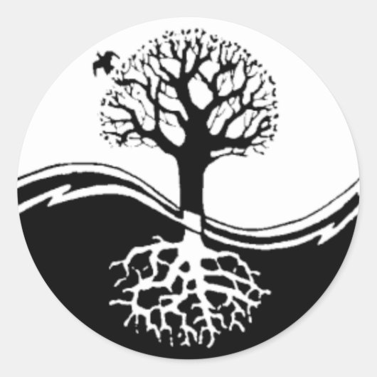 Yin Yang Tree Round Sticker (Voorkant)