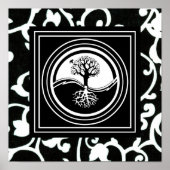 Yin Yang Tree Symbol Black White Harmony Poster (Voorkant)
