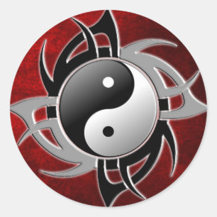 YIN YANG TRIBAL 3D RONDE STICKER