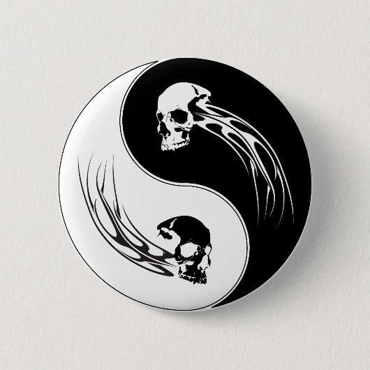 Yin Yang Tribal Skull Ronde Button 5,7 Cm (Voorkant)