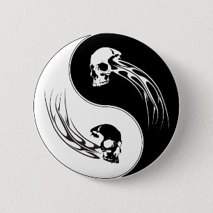 Yin Yang Tribal Skull Ronde Button 5,7 Cm