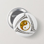 Yin & Yang / Tribale - gouden zilver Ronde Button 5,7 Cm (Voorkant /achterkant)
