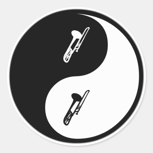 Yin Yang Trombone Ronde Sticker (Voorkant)