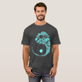 Yin Yang Turquoise Blue Bonsai Tree Japanse Zen T-shirt (Voorkant volledig)