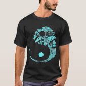 Yin Yang Turquoise Blue Bonsai Tree Japanse Zen T-shirt (Voorkant)