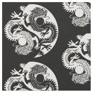 YIN YANG TWEE DRAGONS STOF