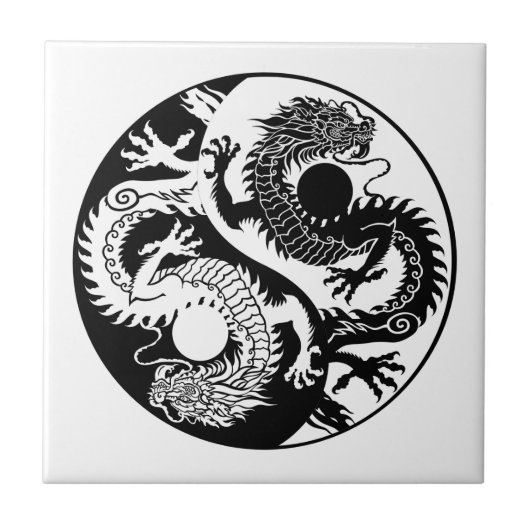 YIN YANG TWEE DRAGONS TEGELTJE (Voorkant)