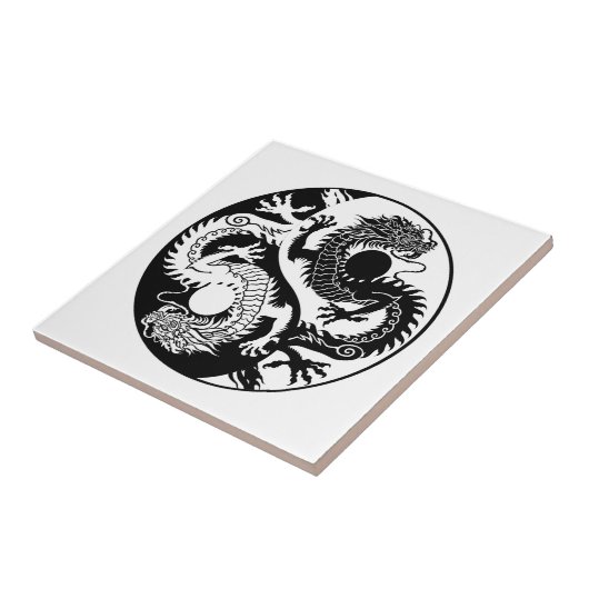 YIN YANG TWEE DRAGONS TEGELTJE (Zijkant)