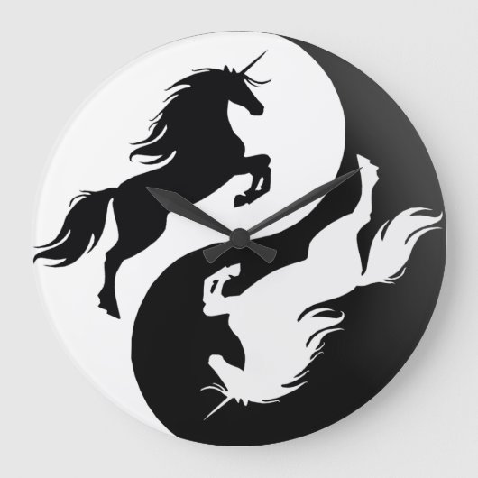 Yin Yang Unicorn Clock Grote Klok (Voorkant)