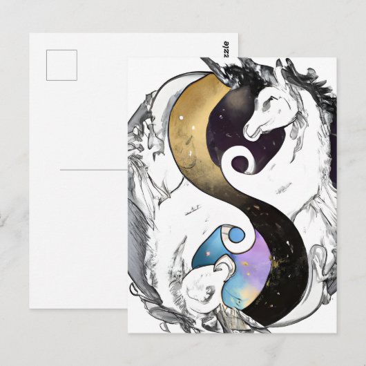 Yin Yang Unicorns Briefkaart (Voorkant / Achterkant)