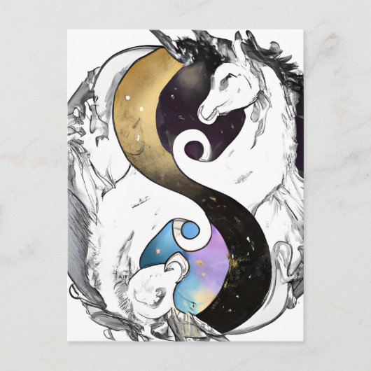 Yin Yang Unicorns Briefkaart (Voorkant)