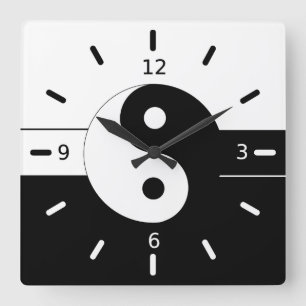Yin yang vierkante klok