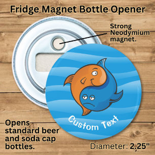 Yin Yang Vis Cartoon Button Flesopener