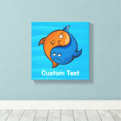 Yin Yang Vis Cartoon Canvas Afdruk (Insitu (Houten vloer))