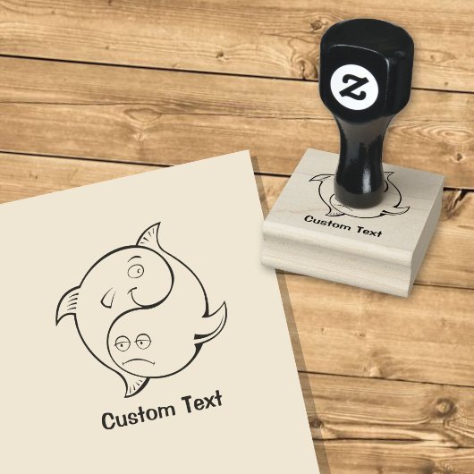 Yin Yang Vis Cartooneske Rubber Stempel