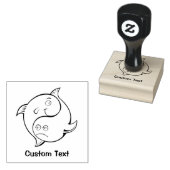 Yin Yang Vis Cartooneske Rubber Stempel (Gestempeld)