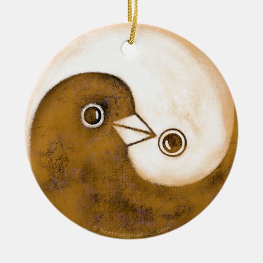 Yin Yang vredesduven keramische decoratie (Voorkant)