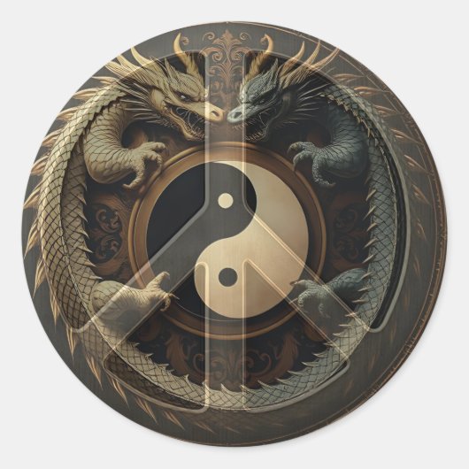Yin Yang Vredesteken  Ronde Sticker (Voorkant)