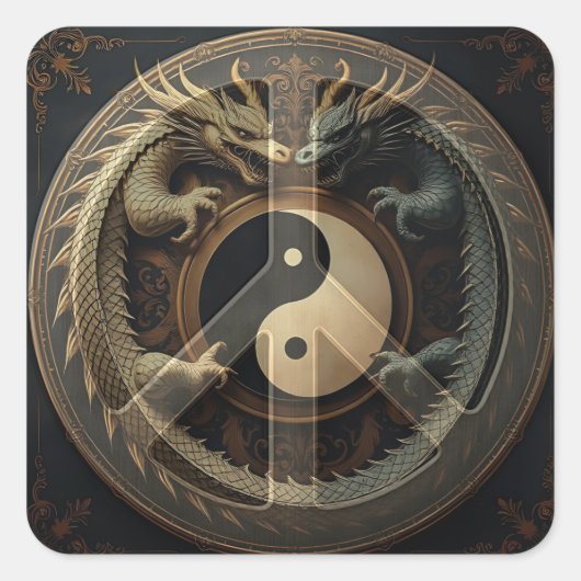 Yin Yang Vredesteken Vierkante Sticker (Voorkant)