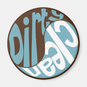 Yin Yang Vuil Schoon Vaatwasser Magnet Bruin/Blauw