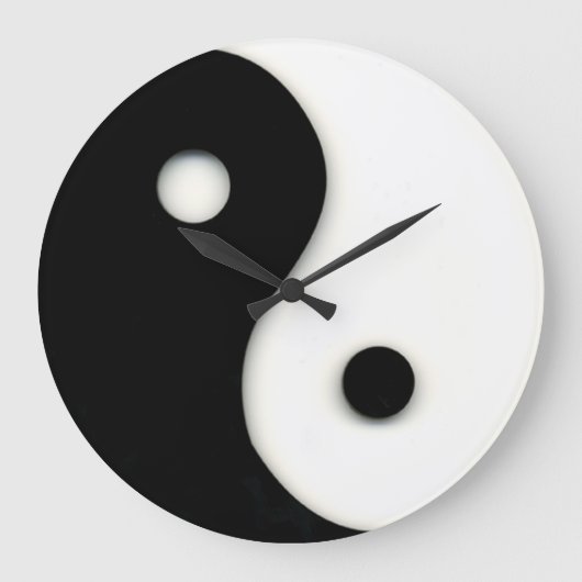 Yin & Yang Wall Clock Black & White Grote Klok (Voorkant)