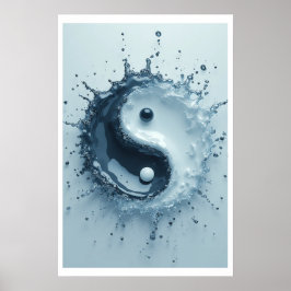 Yin Yang Water Splash Poster