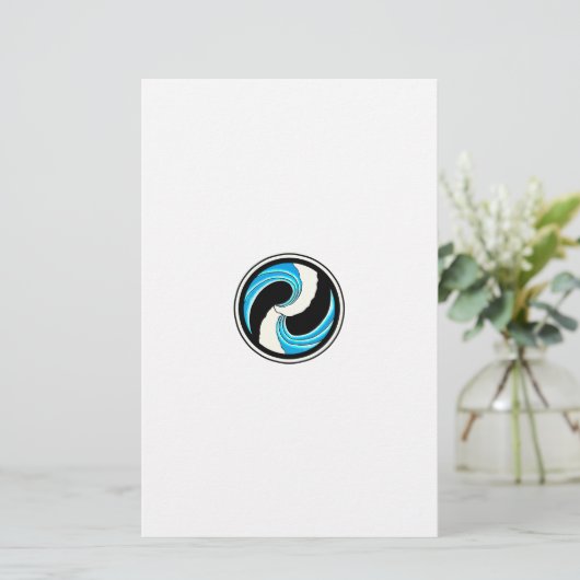 Yin Yang Waves Briefpapier (Staand voorkant)
