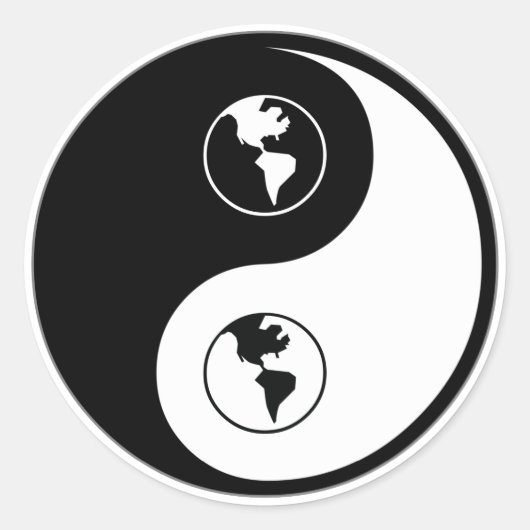 Yin Yang Wereldheerschappij Ronde Sticker (Voorkant)