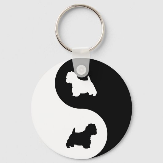 Yin Yang Westie Sleutelhanger (Voorkant)