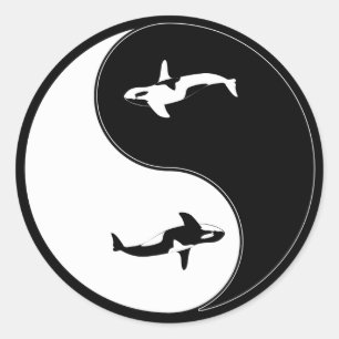 Yin Yang Whale Ronde Sticker