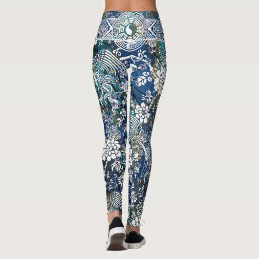 Yin Yang White Dragon Flower Leggings (Achterkant)
