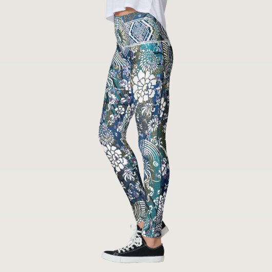 Yin Yang White Dragon Flower Leggings (Links)