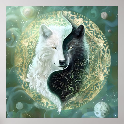 Yin Yang Wolf Art - Fantasy Artwork  Poster (Voorkant)
