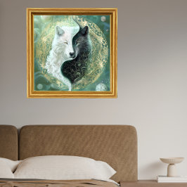 Yin Yang Wolf Kunst - Fantasie Kunstwerken Poster