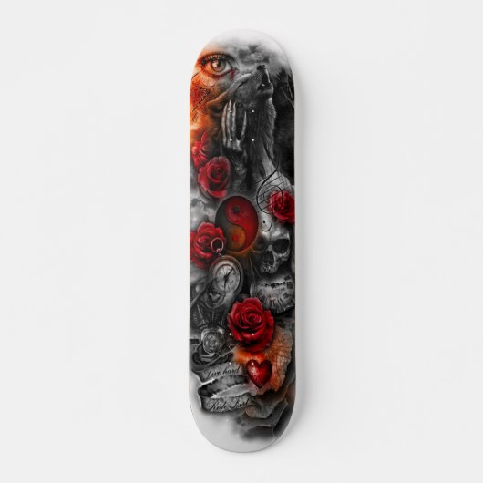 Yin Yang Wolf Skull Fantasy Deck Persoonlijk Skateboard (Voorkant)