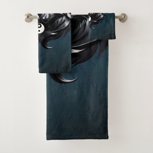 Yin Yang Wolven. Bad Handdoek (Insitu)