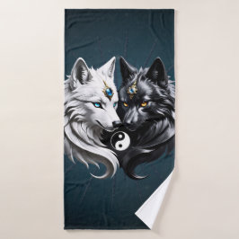 Yin Yang Wolven. Badhanddoek