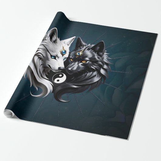 Yin Yang Wolven. Cadeaupapier (Uitgerold)