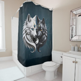 Yin Yang Wolven. Douchegordijn