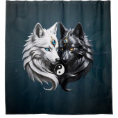 Yin Yang Wolven. Douchegordijn (Voorkant)