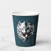Yin Yang Wolven. Papieren Bekers (Achterkant)