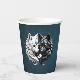 Yin Yang Wolven. Papieren Bekers