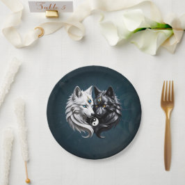Yin Yang Wolven. Papieren Bordje
