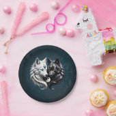 Yin Yang Wolven. Papieren Bordje (Feest)