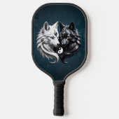 Yin Yang Wolven. Pickleball Paddle (Achterkant)