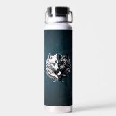 Yin Yang Wolven. Waterfles (Achterkant)