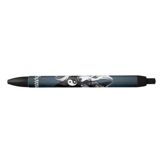 Yin Yang Wolven. Zwarte Inkt Pen (Voorkant)