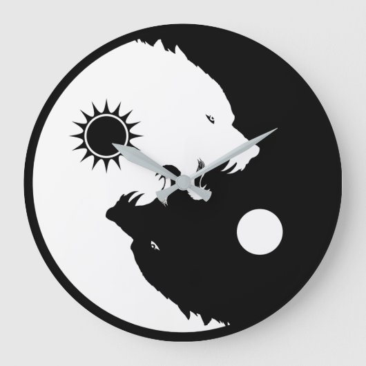 Yin Yang Wolves Grote Klok (Voorkant)