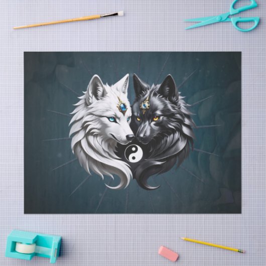 Yin Yang Wolves Tissuepapier (Craft)